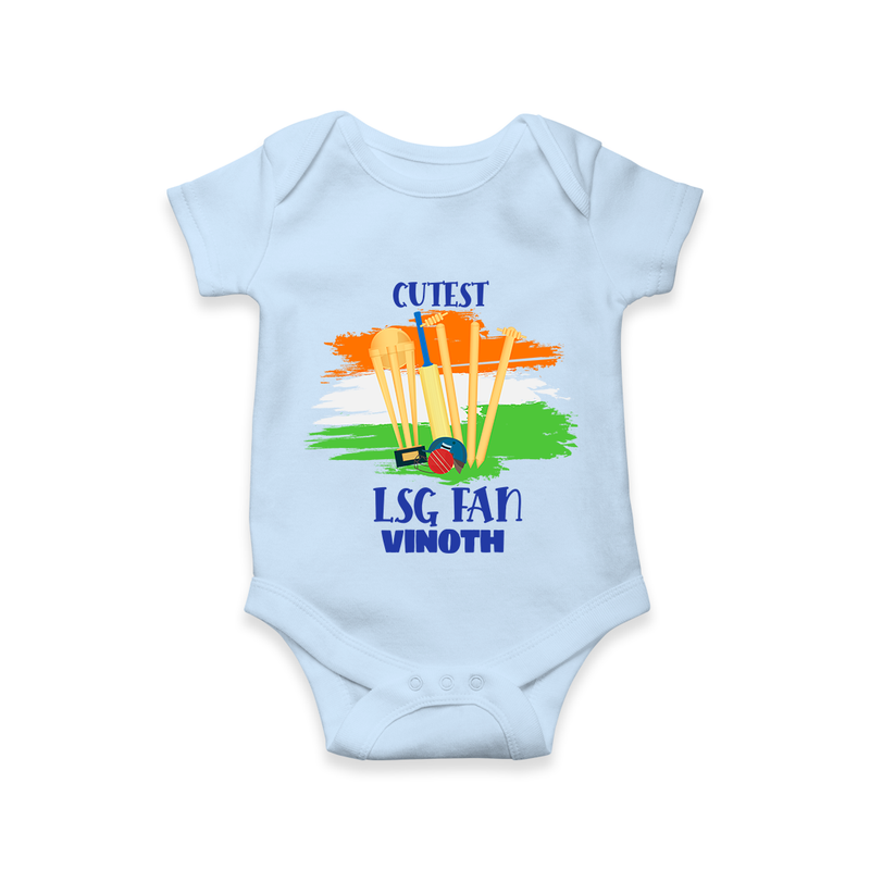 Cutest LSG Fan - Cheer For Your Team With Our Customized IPL-Themed Romper For Babies With Name - BABY BLUE - 0 - 3 Months Old (Chest 16")