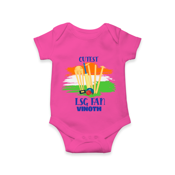 Cutest LSG Fan - Cheer For Your Team With Our Customized IPL-Themed Romper For Babies With Name - HOT PINK - 0 - 3 Months Old (Chest 16")
