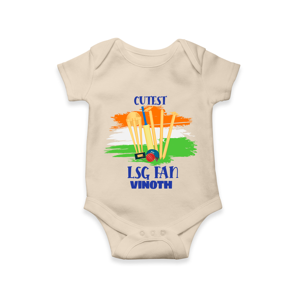 Cutest LSG Fan - Cheer For Your Team With Our Customized IPL-Themed Romper For Babies With Name - IVORY - 0 - 3 Months Old (Chest 16")