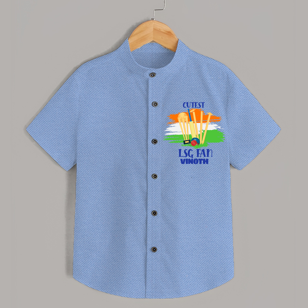 Cutest LSG Fan - Cheer For Your Team With Our Customized IPL-Themed Shirt For Kids With Name - SKY BLUE - 0 - 6 Months Old (Chest 23")