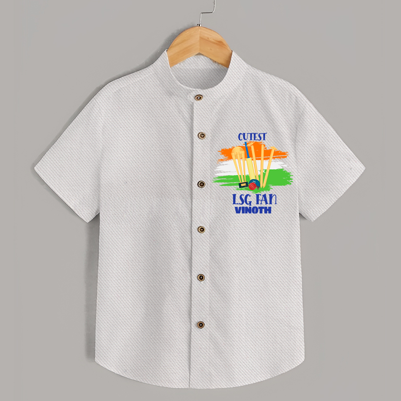 Cutest LSG Fan - Cheer For Your Team With Our Customized IPL-Themed Shirt For Kids With Name - WHITE - 0 - 6 Months Old (Chest 23")