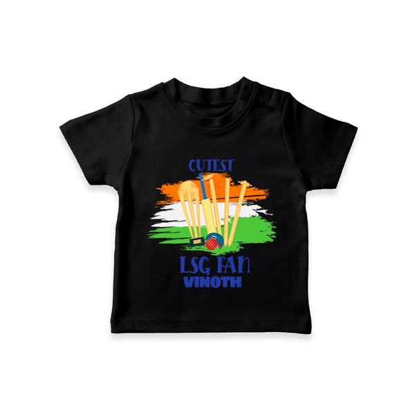 Cutest LSG Fan - Cheer For Your Team With Our Customized IPL-Themed T-Shirt For Kids With Name - BLACK - 0-5 Months Old (Chest 17")