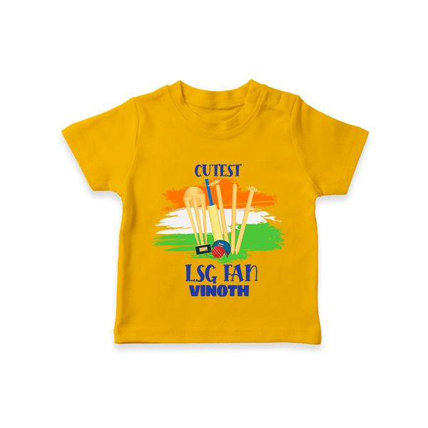 Cutest LSG Fan - Cheer For Your Team With Our Customized IPL-Themed T-Shirt For Kids With Name - CHROME YELLOW - 0-5 Months Old (Chest 17")