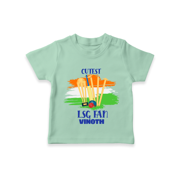 Cutest LSG Fan - Cheer For Your Team With Our Customized IPL-Themed T-Shirt For Kids With Name - MINT GREEN - 0-5 Months Old (Chest 17")