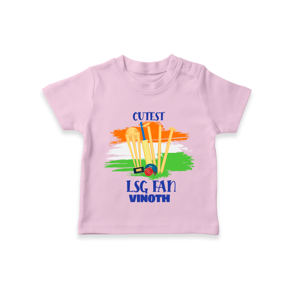 Cutest LSG Fan - Cheer For Your Team With Our Customized IPL-Themed T-Shirt For Kids With Name - PINK - 0-5 Months Old (Chest 17")