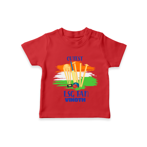 Cutest LSG Fan - Cheer For Your Team With Our Customized IPL-Themed T-Shirt For Kids With Name - RED - 0-5 Months Old (Chest 17")