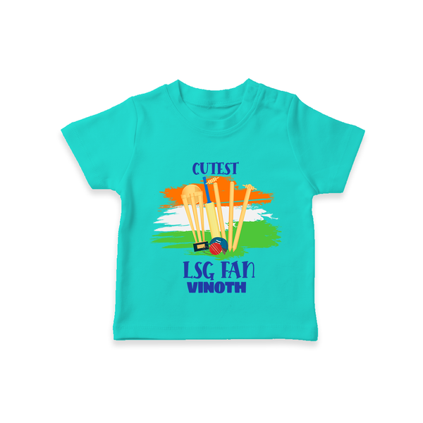 Cutest LSG Fan - Cheer For Your Team With Our Customized IPL-Themed T-Shirt For Kids With Name - TEAL - 0-5 Months Old (Chest 17")