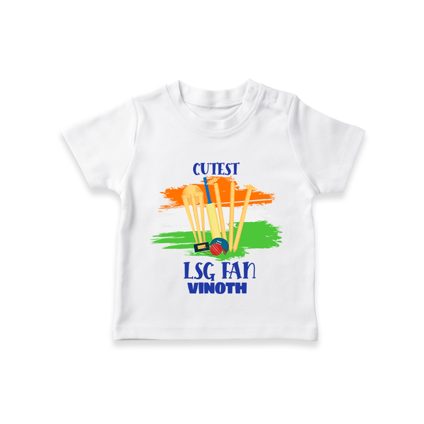 Cutest LSG Fan - Cheer For Your Team With Our Customized IPL-Themed T-Shirt For Kids With Name - WHITE - 0-5 Months Old (Chest 17")