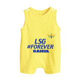 LSG #Forever - Cheer For Your Team With Our Customized IPL-Themed Romper Suit For Babies With Name - PASTEL YELLOW - 0 - 5 Months Old (Chest 18")