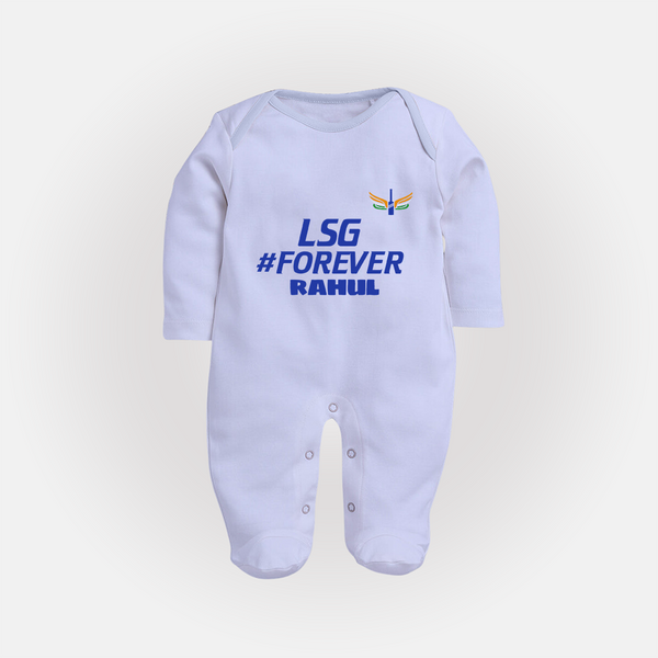 LSG #Forever - Cheer For Your Team With Our Customized IPL-Themed Sleep Suit For Babies With Name - BABY BLUE - New Born (Chest 7.5")