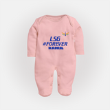LSG #Forever - Cheer For Your Team With Our Customized IPL-Themed Sleep Suit For Babies With Name - BABY PINK - New Born (Chest 7.5")