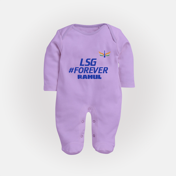 LSG #Forever - Cheer For Your Team With Our Customized IPL-Themed Sleep Suit For Babies With Name - LILAC - New Born (Chest 7.5")