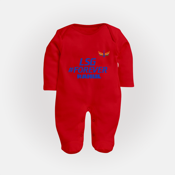 LSG #Forever - Cheer For Your Team With Our Customized IPL-Themed Sleep Suit For Babies With Name - RED - New Born (Chest 7.5")