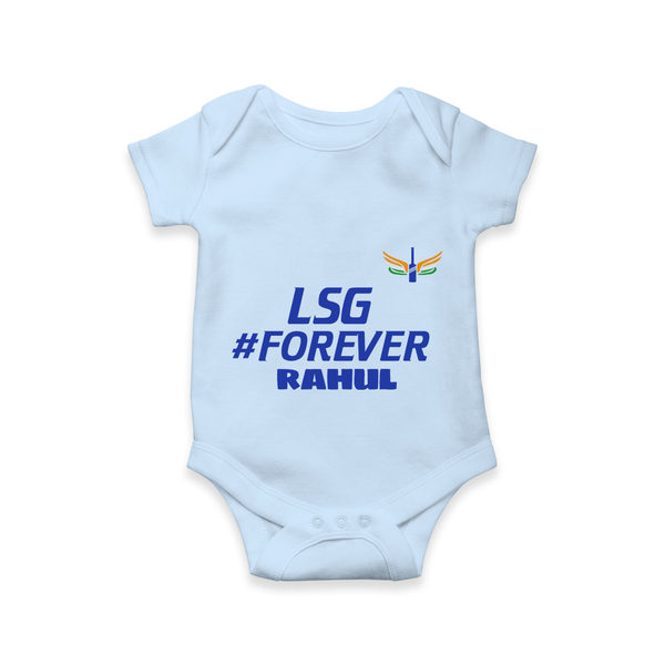 LSG #Forever - Cheer For Your Team With Our Customized IPL-Themed Romper For Babies With Name - BABY BLUE - 0 - 3 Months Old (Chest 16")