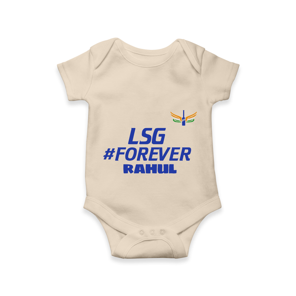 LSG #Forever - Cheer For Your Team With Our Customized IPL-Themed Romper For Babies With Name - IVORY - 0 - 3 Months Old (Chest 16")