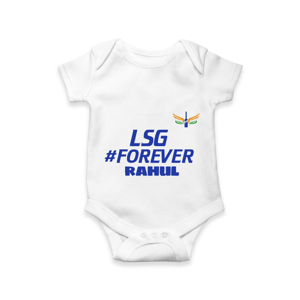 LSG #Forever - Cheer For Your Team With Our Customized IPL-Themed Romper For Babies With Name - WHITE - 0 - 3 Months Old (Chest 16")