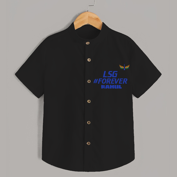 LSG #Forever - Cheer For Your Team With Our Customized IPL-Themed Shirt For Kids With Name - BLACK - 0 - 6 Months Old (Chest 23")