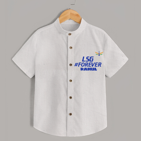 LSG #Forever - Cheer For Your Team With Our Customized IPL-Themed Shirt For Kids With Name - WHITE - 0 - 6 Months Old (Chest 23")
