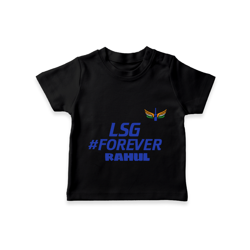 LSG #Forever - Cheer For Your Team With Our Customized IPL-Themed T-Shirt For Kids With Name - BLACK - 0-5 Months Old (Chest 17")
