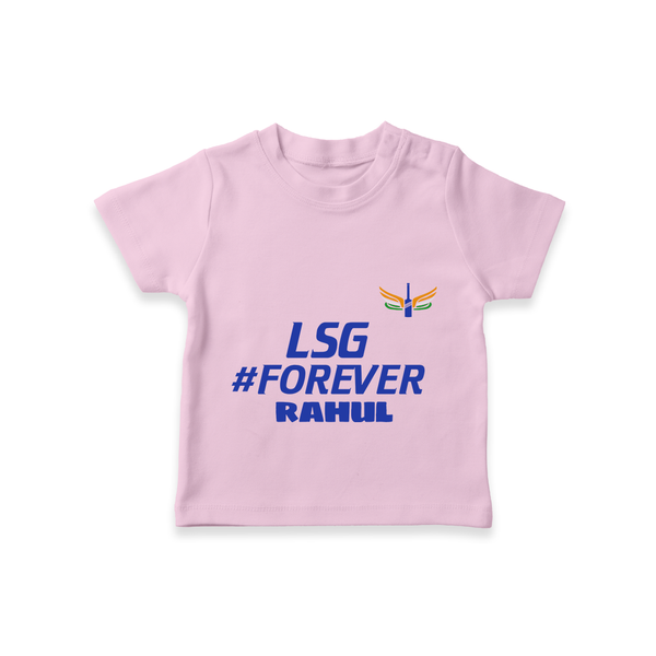 LSG #Forever - Cheer For Your Team With Our Customized IPL-Themed T-Shirt For Kids With Name - PINK - 0-5 Months Old (Chest 17")