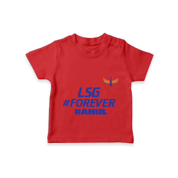 LSG #Forever - Cheer For Your Team With Our Customized IPL-Themed T-Shirt For Kids With Name - RED - 0-5 Months Old (Chest 17")