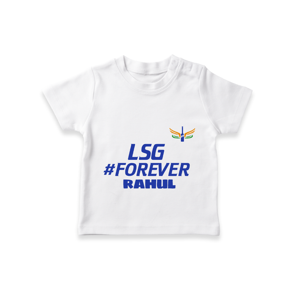 LSG #Forever - Cheer For Your Team With Our Customized IPL-Themed T-Shirt For Kids With Name - WHITE - 0-5 Months Old (Chest 17")