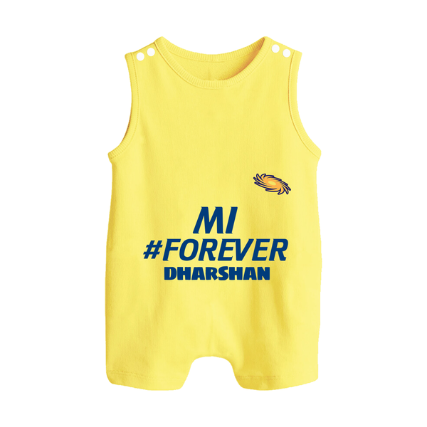 MI #Forever - Get Set For IPL Madness With Our Customized IPL-Themed Romper Suit For Babies With Name - PASTEL YELLOW - 0 - 5 Months Old (Chest 18")
