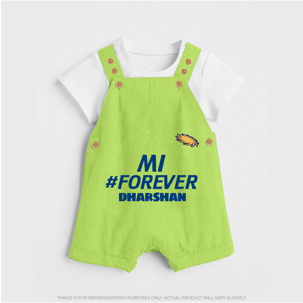 MI #Forever - Get Set For IPL Madness With Our Customized IPL-Themed Dungaree For Kids With Name - GREEN - 0 - 5 Months Old (Chest 18")