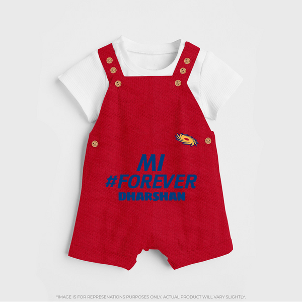 MI #Forever - Get Set For IPL Madness With Our Customized IPL-Themed Dungaree For Kids With Name - RED - 0 - 5 Months Old (Chest 18")