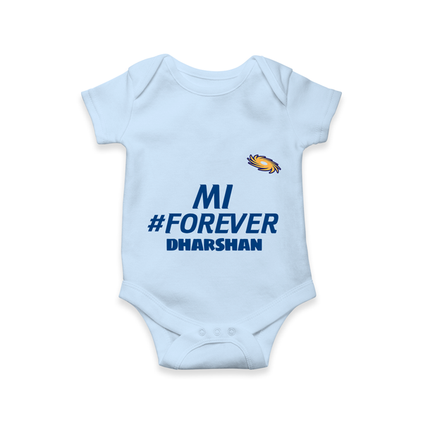 MI #Forever - Get Set For IPL Madness With Our Customized IPL-Themed Romper For Babies With Name - BABY BLUE - 0 - 3 Months Old (Chest 16")