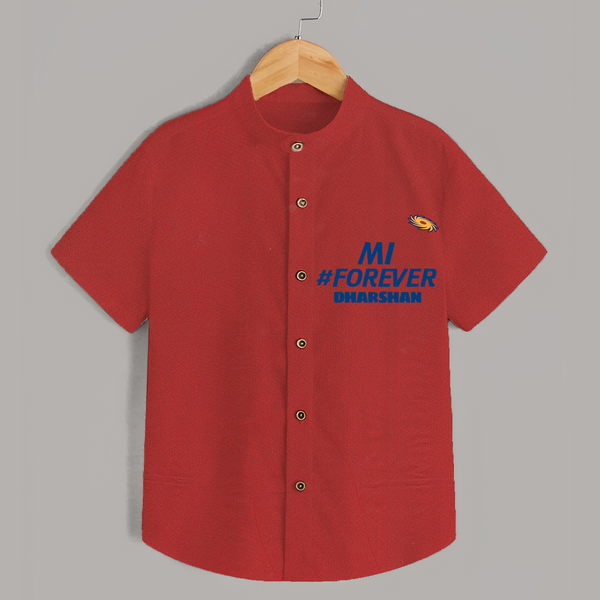 MI #Forever - Get Set For IPL Madness With Our Customized IPL-Themed Shirt For Kids With Name - RED - 0 - 6 Months Old (Chest 23")