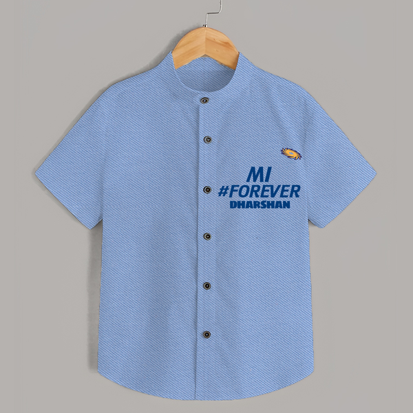 MI #Forever - Get Set For IPL Madness With Our Customized IPL-Themed Shirt For Kids With Name - SKY BLUE - 0 - 6 Months Old (Chest 23")