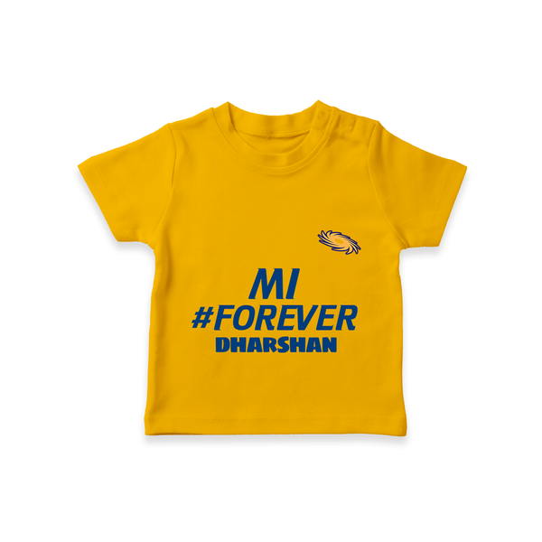 MI #Forever - Get Set For IPL Madness With Our Customized IPL-Themed T-Shirt For Kids With Name - CHROME YELLOW - 0-5 Months Old (Chest 17")