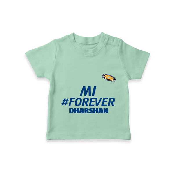 MI #Forever - Get Set For IPL Madness With Our Customized IPL-Themed T-Shirt For Kids With Name - MINT GREEN - 0-5 Months Old (Chest 17")