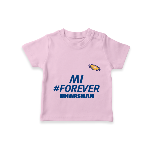 MI #Forever - Get Set For IPL Madness With Our Customized IPL-Themed T-Shirt For Kids With Name - PINK - 0-5 Months Old (Chest 17")