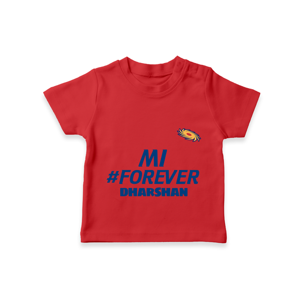 MI #Forever - Get Set For IPL Madness With Our Customized IPL-Themed T-Shirt For Kids With Name - RED - 0-5 Months Old (Chest 17")