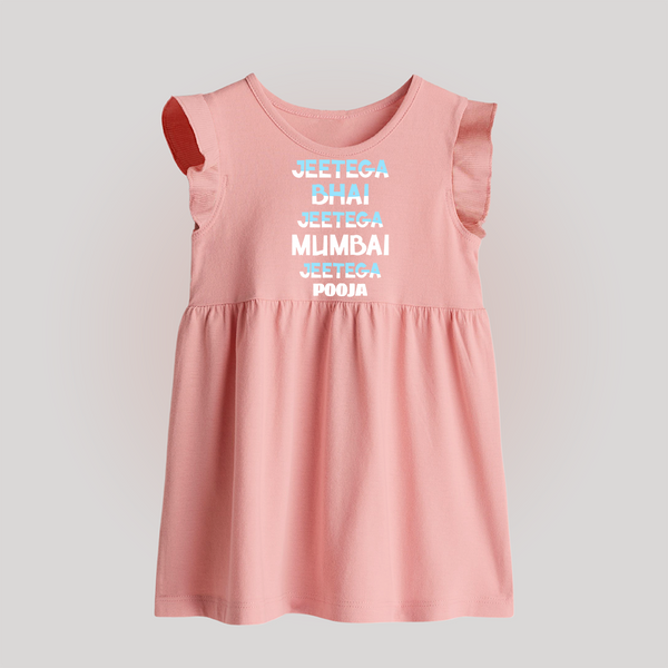 Jeetega Bhai Jeetega, Mumbai Jeetega - Get Set For IPL Madness With Our Customized IPL-Themed Baby Frock For Babies With Name - BABY PINK - 0 - 3 Months Old (Chest 17")