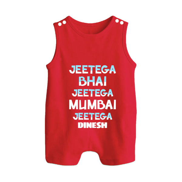 Jeetega Bhai Jeetega, Mumbai Jeetega - Get Set For IPL Madness With Our Customized IPL-Themed Romper Suit For Babies With Name - RED - 0 - 5 Months Old (Chest 18")
