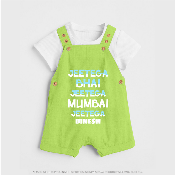 Jeetega Bhai Jeetega, Mumbai Jeetega - Get Set For IPL Madness With Our Customized IPL-Themed Dungaree For Kids With Name - GREEN - 0 - 5 Months Old (Chest 18")