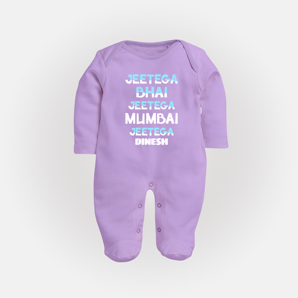 Jeetega Bhai Jeetega, Mumbai Jeetega - Get Set For IPL Madness With Our Customized IPL-Themed Sleep Suit For Babies With Name - LILAC - New Born (Chest 7.5")