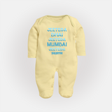 Jeetega Bhai Jeetega, Mumbai Jeetega - Get Set For IPL Madness With Our Customized IPL-Themed Sleep Suit For Babies With Name - PASTEL YELLOW - New Born (Chest 7.5")