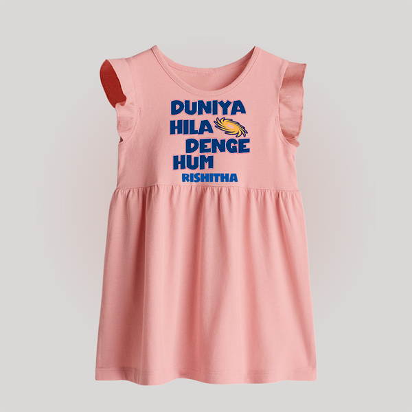 Duniya Hila Denge Hum - Get Set For IPL Madness With Our Customized IPL-Themed Baby Frock For Babies With Name - BABY PINK - 0 - 3 Months Old (Chest 17")