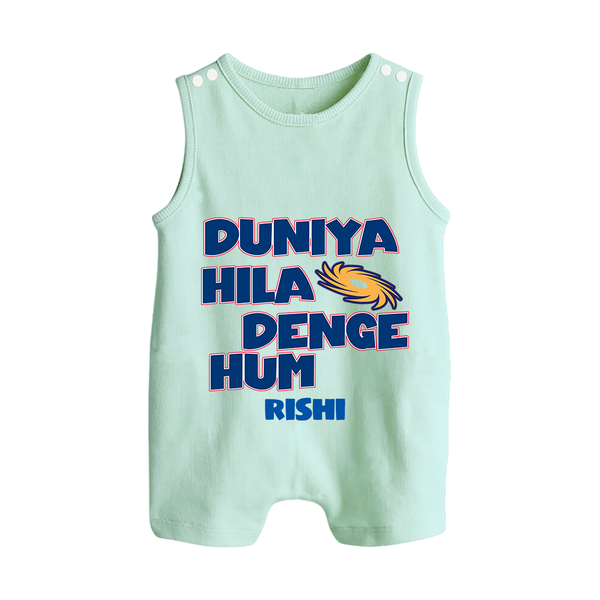 Duniya Hila Denge Hum - Get Set For IPL Madness With Our Customized IPL-Themed Romper Suit For Babies With Name - MINT GREEN - 0 - 5 Months Old (Chest 18")