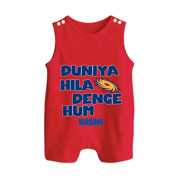 Duniya Hila Denge Hum - Get Set For IPL Madness With Our Customized IPL-Themed Romper Suit For Babies With Name - RED - 0 - 5 Months Old (Chest 18")
