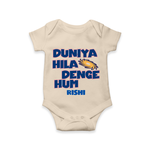Duniya Hila Denge Hum - Get Set For IPL Madness With Our Customized IPL-Themed Romper For Babies With Name - IVORY - 0 - 3 Months Old (Chest 16")