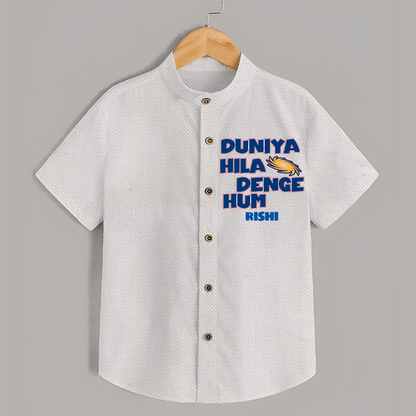 Duniya Hila Denge Hum - Get Set For IPL Madness With Our Customized IPL-Themed Shirt For Kids With Name - WHITE - 0 - 6 Months Old (Chest 23")