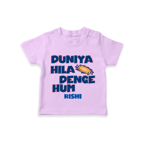 Duniya Hila Denge Hum - Get Set For IPL Madness With Our Customized IPL-Themed T-Shirt For Kids With Name - LILAC - 0-5 Months Old (Chest 17")