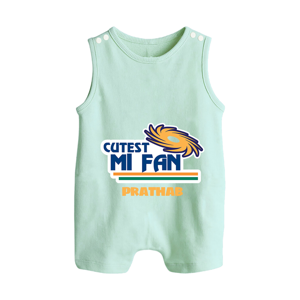 Cutest MI Fan - Get Set For IPL Madness With Our Customized IPL-Themed Romper Suit For Babies With Name - MINT GREEN - 0 - 5 Months Old (Chest 18")