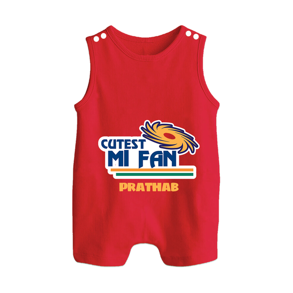 Cutest MI Fan - Get Set For IPL Madness With Our Customized IPL-Themed Romper Suit For Babies With Name - RED - 0 - 5 Months Old (Chest 18")