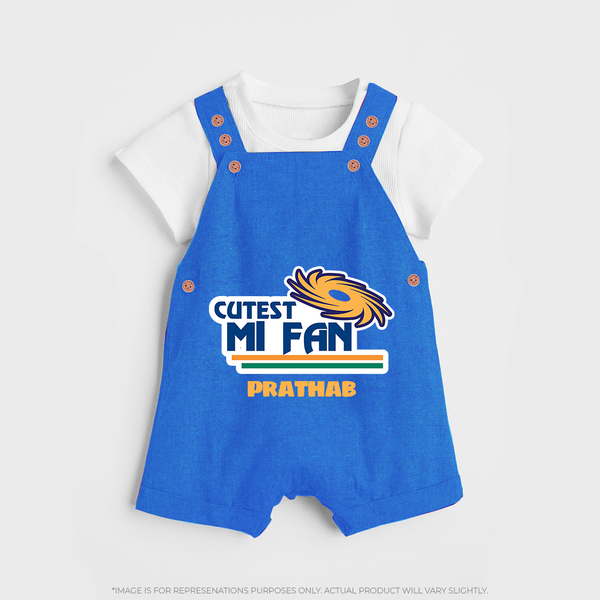 Cutest MI Fan - Get Set For IPL Madness With Our Customized IPL-Themed Dungaree For Kids With Name - COBALT BLUE - 0 - 5 Months Old (Chest 18")